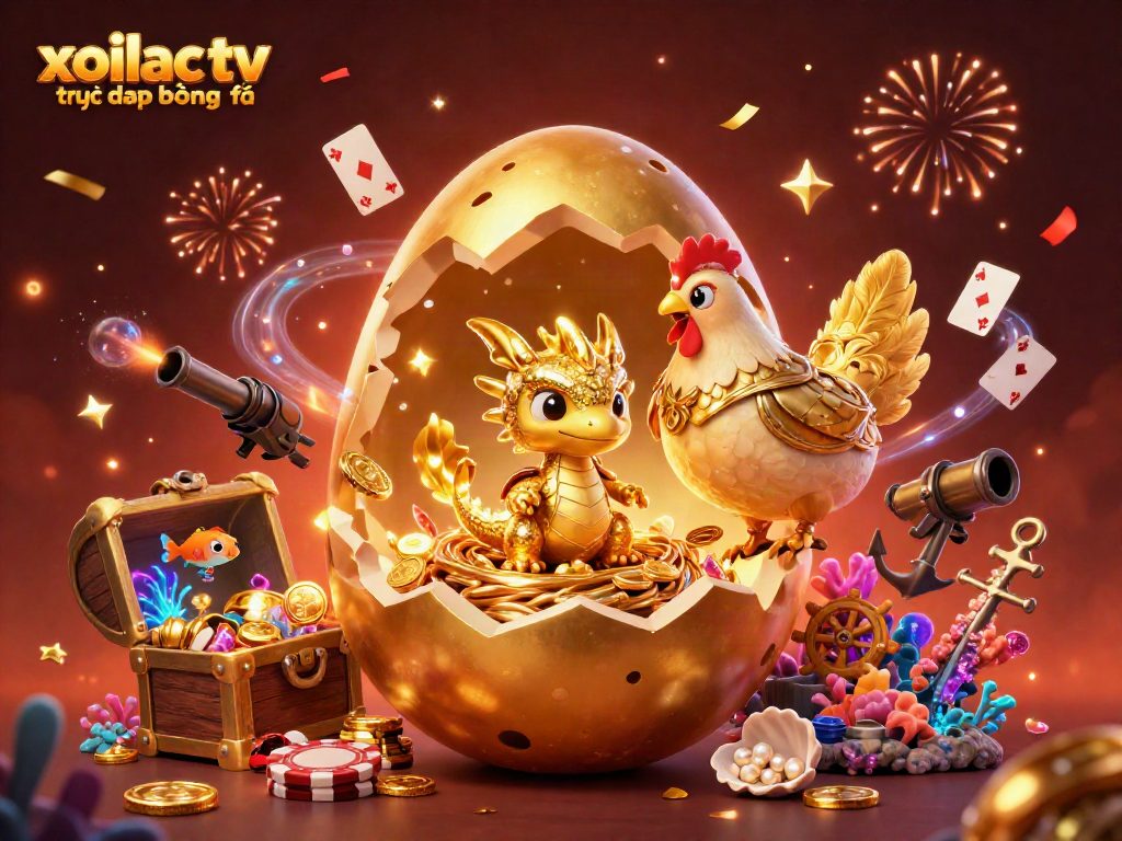 Experience the stunning xoilac tv trực tiếp bóng đá with golden dragon guarding poker chips, surrounded by vibrant treasures.