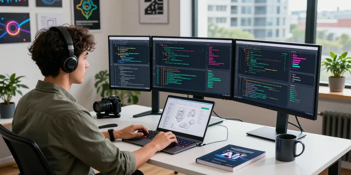 WPS Official Website - Developer engaged in coding at a modern tech workspace featuring multiple screens and advanced tools.
