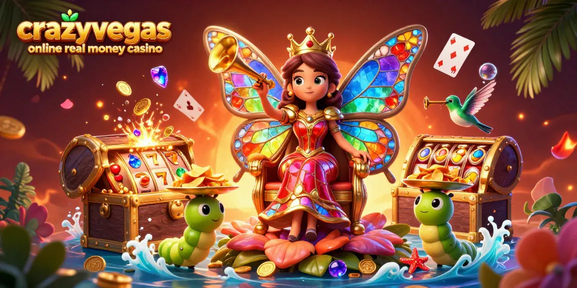 Engage in thrilling gameplay at crazyvegas online real money casino surrounded by vibrant treasures and gaming elements.